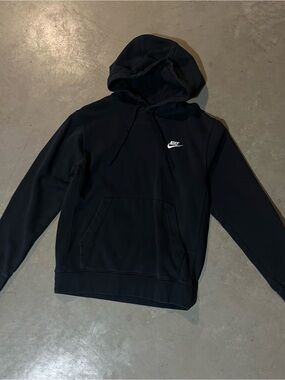 Nike Black Hooded Pullover with Small White Logo
